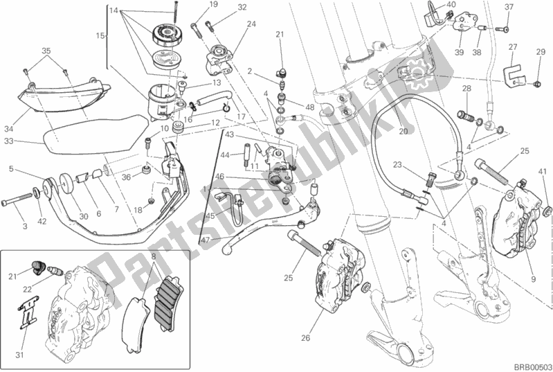 Toutes les pièces pour le Système De Freinage Avant du Ducati Multistrada 1200 S ABS USA 2015